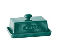 Butter Dishes with Lid for Countertop, Ceramic Butter Holder with Knob Handle, Porcelain Butter Keeper, Large Butter Tray Butter Container for East & West Coast Butter, Farmhouse Kitchen Decor, Green