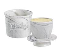 Butter Keeper - Ceramic B́utter Saver With Lid | French Style Countertop B̀utter Storage Jar, Marble Look ButterPreservation Container For Kitchen Brunch Dinner Party