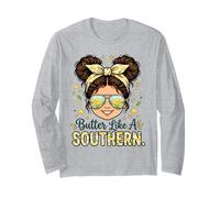 Butter Like A Southern Cook Messy Hair Bun Long Sleeve T-Shirt