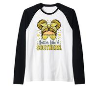 Butter Like A Southern Cook Messy Hair Bun Raglan Baseball Tee