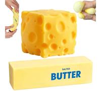 Butter Squishy, 2PCS Butter and Cheese Squishy Toys, Slow Rising Squishies Fidget Toys, Realistic Design Stress Relief Block Sensory Toy for Kids Adults, Anxiety Relief Stress Ball for Office Home