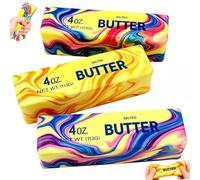 Butter Squishy, 3Pcs Rainbow Butter Squishy Fidget Toys, Slow Rising Squishies Butter Squeeze Sensory Toys Stress Balls for Adults Kids Anxiety Relief and Focus