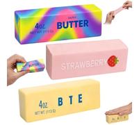 Butter Squishy Rainbow, Butter Squishy, Sensory Fidget Toys for Stress Relief, 3 Colourful Butter Sticks for Anxiety Management and Focus Assistance, Perfect for Office, Classroom and Travel Use