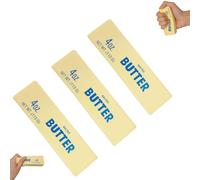 Butter Squishy, Realistic Salted Butter Design Stress Relief Squishies for Desk, Anxiety Relief Fidget Toy Sensory Toys For Adults & Kids, Funny-Themed Office Decor (A- 3PCS, 14cm)