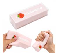 Butter Squishy Toy, Slow Rising Squishy Strawberry Stick Squeeze Toy, Sensory Stress Relief Squishies Soft & Stretchy Adult Fidget Toys for Kids Adults Office Home