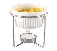 Butter Warmer Pot- Ceramic Kitchen Heating Set, Mini Melt Warmer, Small Cheese Fondue Pot Tealight Base for Seafood Desserts Compact Warmers for Chocolate Tea Milk Sauce Home Cooking and Snacks