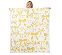 Butter Yellow Bowknot Kids Throw Blanket,Cartoon Bow Tie Butterfly Knot Princess Bed Blanket for Girls Women,Bowknot Cute Fashion Bright Fuzzy Blanket,40 x 50 Inches