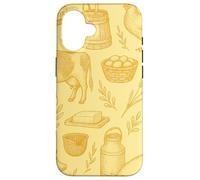 Butter Yellow Homestead Farm Animals Cozy Rustic Pattern Case for iPhone 16