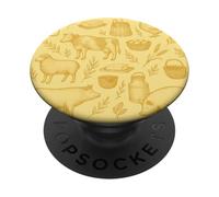 Butter Yellow Homestead Farm Animals Cozy Rustic Pattern PopSockets Adhesive PopGrip