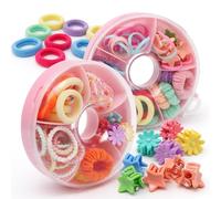 Buttercup 2pk Assorted Bobble and Clip Set - Kids Hair Accessories for Girls, Pastels & Brights Mixed, Stylish & Decorative, Lightweight & Easy to Carry, Ideal for Everyday Use or as Party Bag Fillers