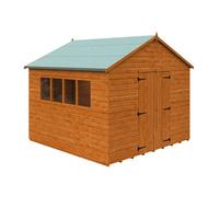 Buttercup Farm 10 X 10 Feet Xl Workshop 12mm Shed - Solid Wood/softwood/pine - L295 X W295 X H268.5 Cm - Burnt Orange