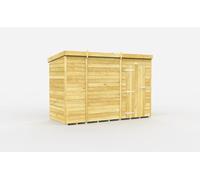 Buttercup Farm 10 X 4 Feet Pent Shed - Single Door Without Windows - Wood - L118 X W302 X H201 Cm