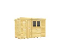 Buttercup Farm 10 X 5 Feet Pent Shed - Single Door With Windows - Wood - L147 X W302 X H201 Cm