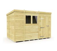 Buttercup Farm 10 X 6 Feet Pent Shed - Single Door With Windows - Wood - L178 X W302 X H201 Cm