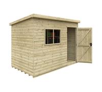 Buttercup Farm 10 X 6 Feet Tanalised Deluxe Pent 16mm Shed - Solid Wood/softwood/pine - L295 X W175 X H207.3 Cm - Green