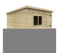 Buttercup Farm 10 X 8 Feet Tanalised Deluxe Pent 16mm Shed - Solid Wood/softwood/pine - L295 X W235 X H207.3 Cm - Green