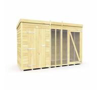 Buttercup Farm 10Ft X 4Ft Dog Kennel And Run Full Height - Wood - L118 X W302 X H201 Cm