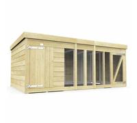 Buttercup Farm 10Ft X 6Ft Dog Kennel And Run - Wood - L185 X W302 X H127 Cm