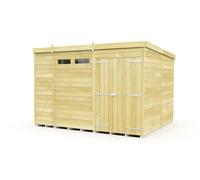 Buttercup Farm 11 x 8 Feet Pent Security Shed - Double Door - L231 x W329 x H201 cm in Brown Buttercup Farm Brown