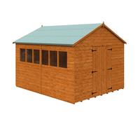 Buttercup Farm 12 X 10 Feet Xl Workshop 12mm Shed - Solid Wood/softwood/pine - L355 X W295 X H268.5 Cm - Burnt Orange