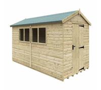 Buttercup Farm 12 X 6 Feet Apex Premier 16mm Shed - Solid Wood/softwood/pine - L355 X W175 X H242.3 Cm - Green