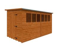 Buttercup Farm 12 X 6 Feet Lean-To Pent 12mm Shed - Solid Wood/softwood/pine - L355 X W175 X H204.1 Cm - Burnt Orange