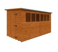 Buttercup Farm 12 X 6 Feet Lean-To Pent 12mm Shed - Solid Wood/softwood/pine - L355 X W175 X H204.1 Cm - Burnt Orange