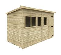 Buttercup Farm 12 X 6 Feet Tanalised Deluxe Pent 16mm Shed - Solid Wood/softwood/pine - L355 X W175 X H207.3 Cm - Green