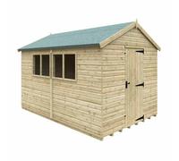Buttercup Farm 12 X 8 Feet Apex Premier 16mm Shed - Solid Wood/softwood/pine - L355 X W235 X H256.3 Cm - Green