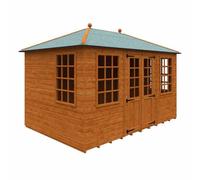 Buttercup Farm 12 X 8 Feet Georgian Pyramid 12mm Shed - Solid Wood/softwood/pine - L355 X W235 X H254.5 Cm - Burnt Orange