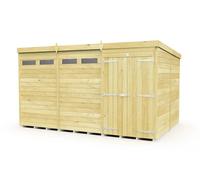 Buttercup Farm 12 X 8 Feet Pent Security Shed - Double Door - Wood - L231 X W358 X H201 Cm