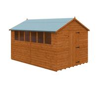 Buttercup Farm 12 X 8 Feet Super Apex 12mm Shed - Solid Wood/softwood/pine - L355 X W235 X H231.9 Cm - Burnt Orange