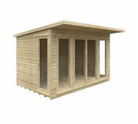 Buttercup Farm 12 X 8 Feet Tanalised Garden Studio 16mm Shed - Solid Wood/softwood/pine - L355 X W235 X H242.2 Cm - Green