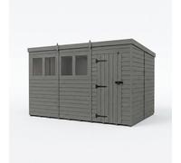 Buttercup Farm 12ft x 10ft Composite Pent Garden Shed Single Door With Windows in Grey Buttercup Farm Grey
