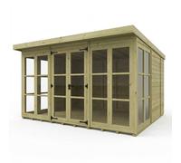 Buttercup Farm 12ft x 10ft Georgian Pent Summer House - Pressure Treated Timber in Brown Buttercup Farm Brown