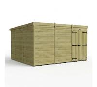 Buttercup Farm 12ft x 10ft Pent Garden Shed Double Door No Windows - Timber in Brown Buttercup Farm Brown