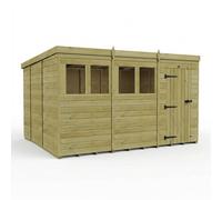 Buttercup Farm 12ft x 10ft Pent Garden Shed Single Door With Windows - Timber in Brown Buttercup Farm Brown
