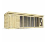 Buttercup Farm 12Ft X 4Ft Dog Kennel And Run - Wood - L127 X W358 X H127 Cm