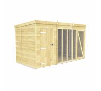 Buttercup Farm 12Ft X 6Ft Dog Kennel And Run Full Height - Wood - L178 X W358 X H201 Cm