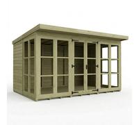 Buttercup Farm 12ft x 8ft Georgian Pent Summer House - Pressure Treated Timber in Brown Buttercup Farm Brown