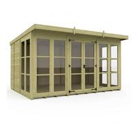 Buttercup Farm 12ft x 9ft Georgian Pent Summer House - Pressure Treated Timber in Natural Buttercup Farm Natural