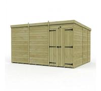 Buttercup Farm 12ft x 9ft Pent Garden Shed Double Door No Windows - Timber in Brown Buttercup Farm Brown