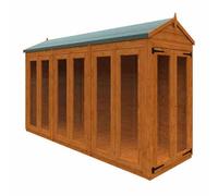 Buttercup Farm 12X4 Flex Apex Full Pane Summerhouse 12mm Flex - L353.8 X W115 X H219.2 Cm - Solid Wood/softwood/pine - Burnt Orange