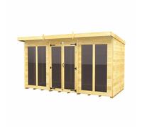 Buttercup Farm 12x8 ft Pent Summer House (Full Height Window) - L231 x W358 x H201 cm in Brown Buttercup Farm Brown