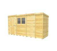 Buttercup Farm 13 X 5 Feet Pent Shed - Single Door With Windows - Wood - L147 X W387 X H201 Cm