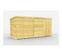 Buttercup Farm 13 x 6 Feet Pent Shed - Double Door W/O Window - L178 x W387 x H201 cm in Brown Buttercup Farm Brown