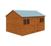 Buttercup Farm 14 X 10 Feet Workman Apex 12mm Shed - Solid Wood/softwood/pine - L415 X W295 X H268.5 Cm - Burnt Orange