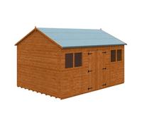 Buttercup Farm 14 X 10 Feet Workman Apex 12mm Shed - Solid Wood/softwood/pine - L415 X W295 X H268.5 Cm - Burnt Orange