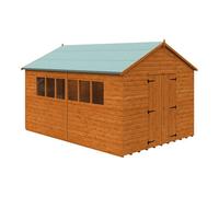 Buttercup Farm 14 X 10 Feet Xl Workshop 12mm Shed - Solid Wood/softwood/pine - L415 X W295 X H268.5 Cm - Burnt Orange