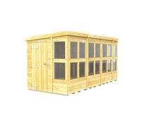 14 x 6 Feet Pent Potting Shed - Wood - L178 x W417 x H201 cm
